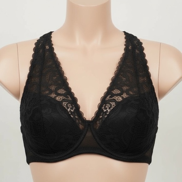 Paramour Abbie Other - NWT Paramour Abbie Crochet Lace Bralette XL Black • Wireless Contour Padded Bra